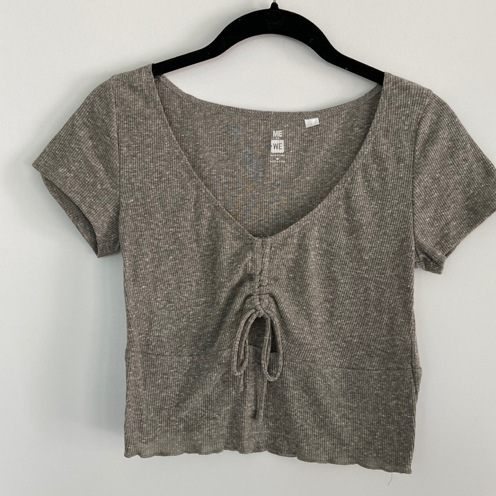 Pacsun Me to We Ribbed Runched Tie Keyhole Crop Top